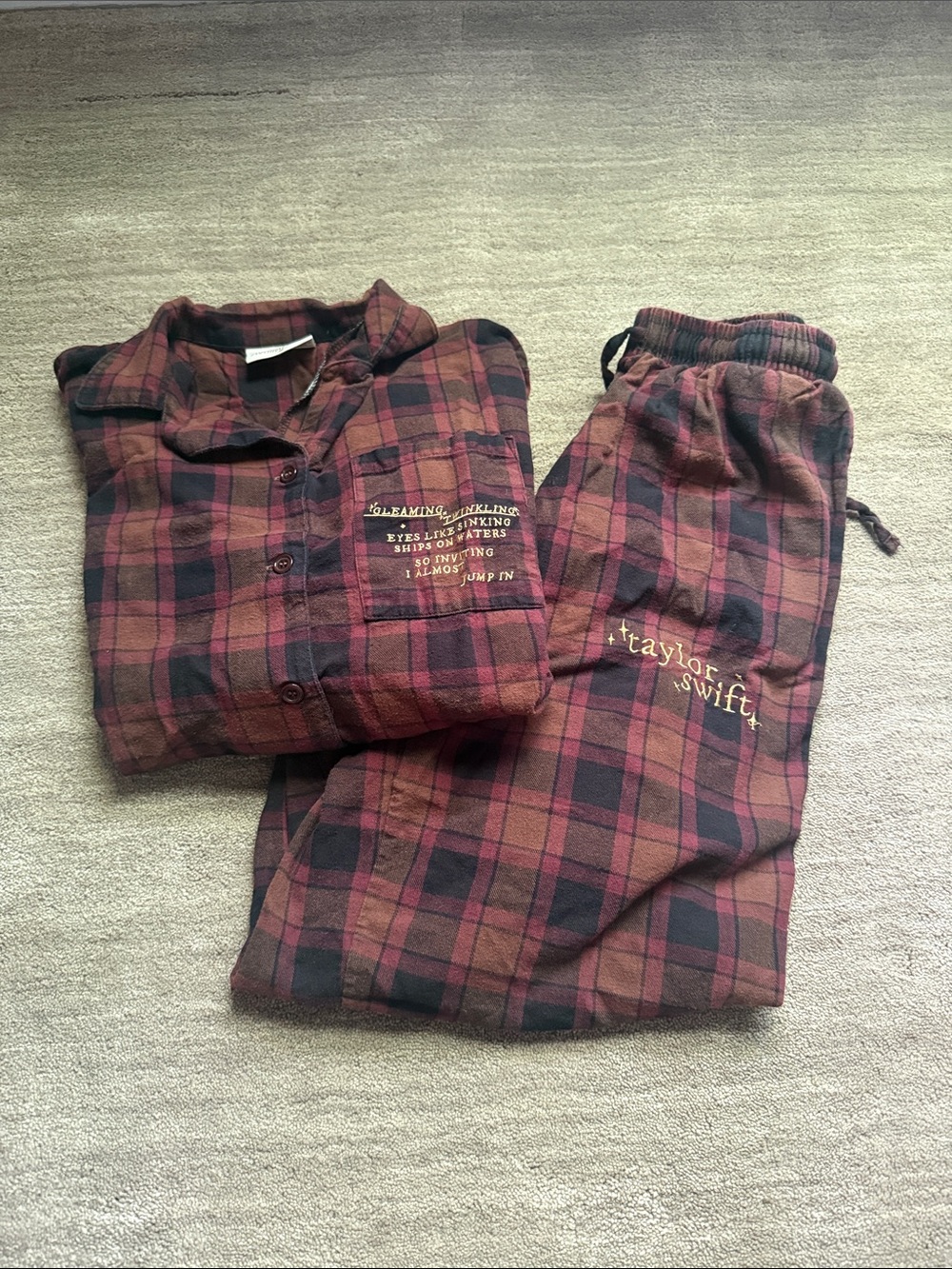Taylor Swift evermore official pajama set gleaming twinkling set